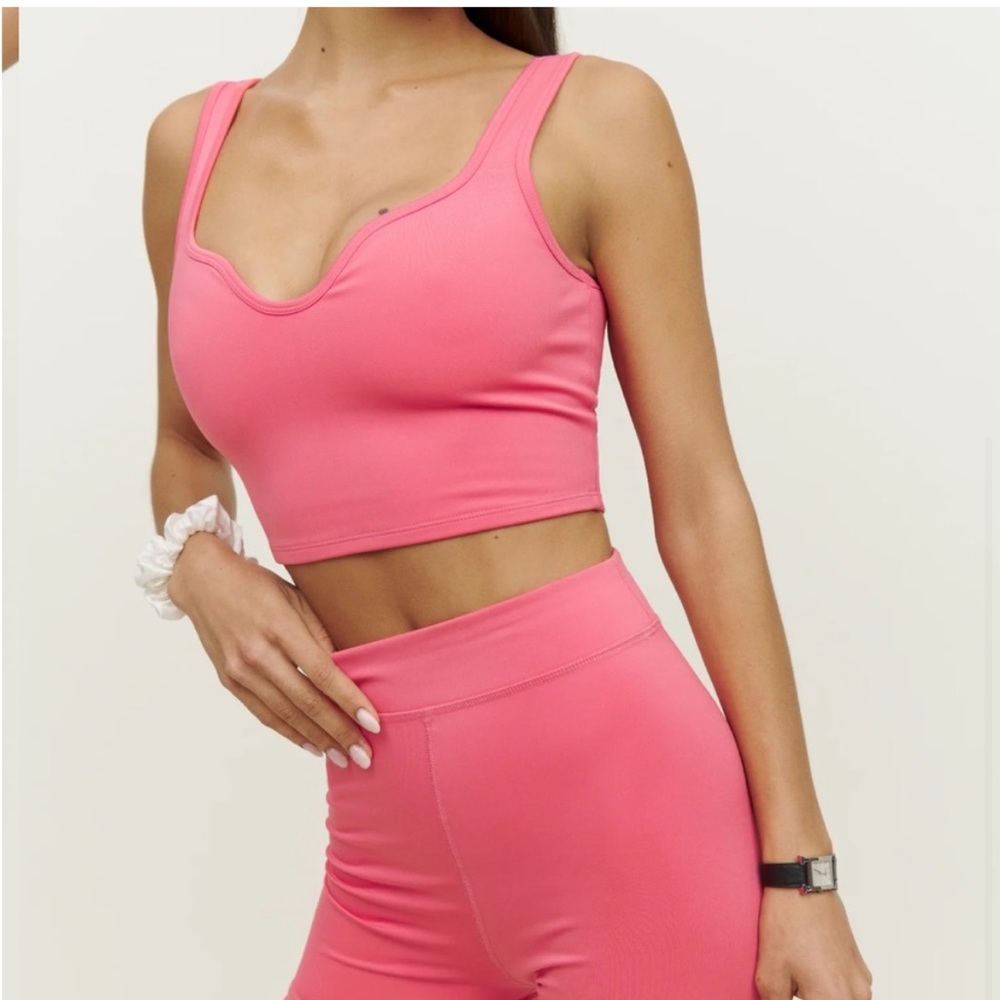Reformation ecosport Pink Crop Top and short Set